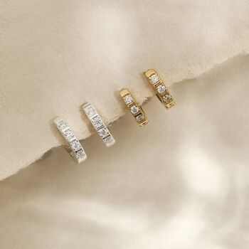 Evie Cubic Zirconia Gold Huggies, 4 of 7