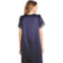 British Made Navy Short Sleeved Satin Nightdress With Lace Detail Ladies Size 8 To 28 UK, thumbnail 5 of 5