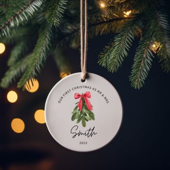 First Married Christmas Mistletoe Decoration, 7 of 10