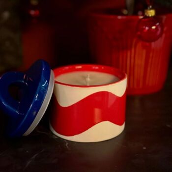 Patterned Ceramic Scented Candle Jasmine And Cedar, 2 of 3