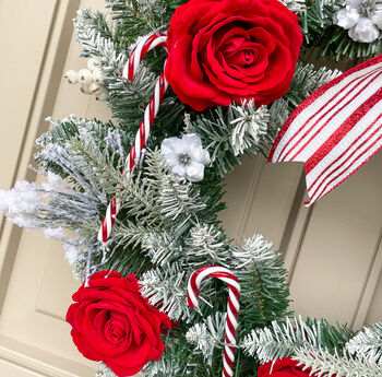Candy Cane Forest Luxury Faux Christmas Wreath, 6 of 10