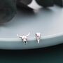 Mismatched Sterling Silver Bird Skull And Bull Skull Stud Earrings, thumbnail 5 of 11
