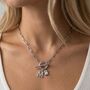 Silver Initial And Birthstone Paperclip T Bar Necklace, thumbnail 1 of 6