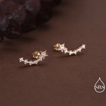 Shooting Star Dainty Ear Crawler Stud Earrings, 5 of 11