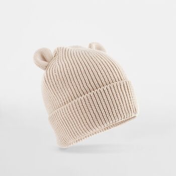 Organic Baby Bear Beanie Hat, 4 of 10