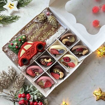 Vegan Christmas Tree Chocolate, Santa's Car Gift Box, 8 of 9