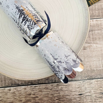 Luxury Silver And Blue Christmas Tree Scene Crackers X Six, 4 of 6