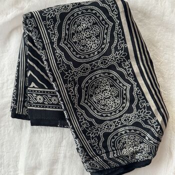 Ajrakh Print Mashru Cotton Silk Scarf, Indian Print, 9 of 12