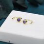 Amethyst Purple 4mm Cz Huggie Hoop Earrings, thumbnail 4 of 12