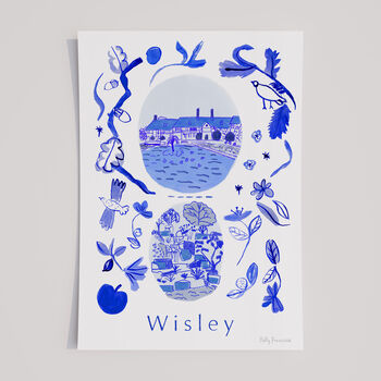Rhs Garden Wisley Surrey Art Print Painted Blue Scenes Poster, 6 of 6