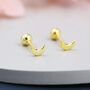 Sterling Silver Tiny Crescent Moon Barbell Earrings, thumbnail 3 of 11