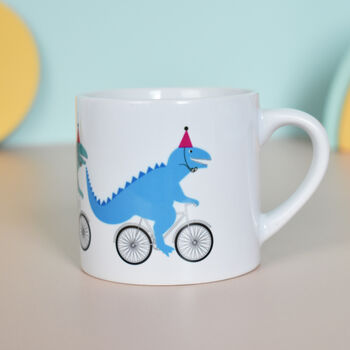 Cycling Dinosaur Children's Ceramic Mug, 2 of 8