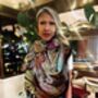 Limited Edition Mozambique Tropical Animals And Art Nouveau Leaves 100% Silk Satin Scarf, thumbnail 3 of 7