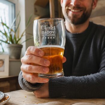 Personalised Dad To Be Pint Glass For New Dad, 2 of 11