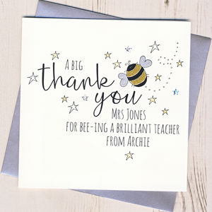 Personalised Bee Teacher Thank You Card By Eggbert & Daisy