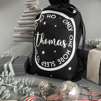 Personalised Christmas Eve Bag Two Natural With Black, 2 of 12