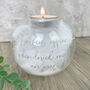 Personalised 'Feathers Appear' Feather Filled Glass Memorial Tea Light Holder, thumbnail 1 of 6