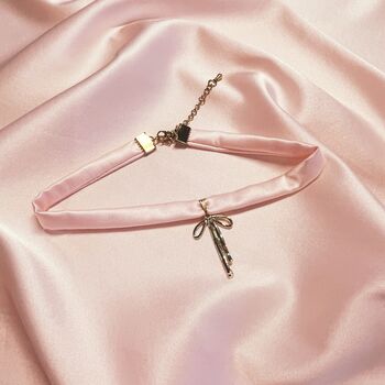 Dulcinea Bow Charm Narrow Silk Choker, 5 of 6