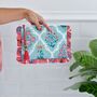 Turquoise And Pink Floral Quilted Make Up Bag, thumbnail 1 of 3