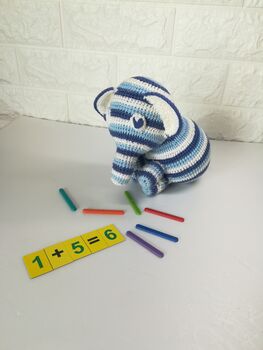 Knitted Elephant Cotton Toy With The Rattle, 5 of 5