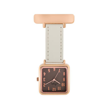 Square Leather Nurse Fob Watch, 3 of 6