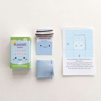 Kawaii Bunny Rabbit Mini Cross Stitch Kit, 6 of 10