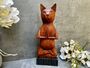 32cm Handcarved Lotus Yoga Cat Wooden Ornament Decor, thumbnail 1 of 12