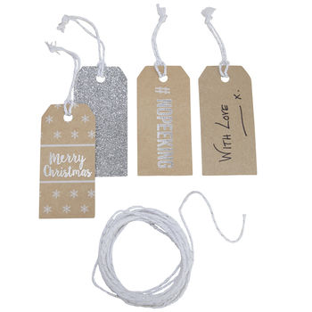 Christmas Silver Sparkle Glitter And Kraft Gift Tags, 3 of 3