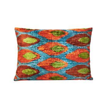 Circle Dot Brown Velvet / Ikat Style Sofa Cushion, 3 of 4