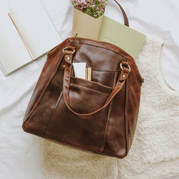 Large Brown Leather Work And Everyday Tote Bag, 3 of 7