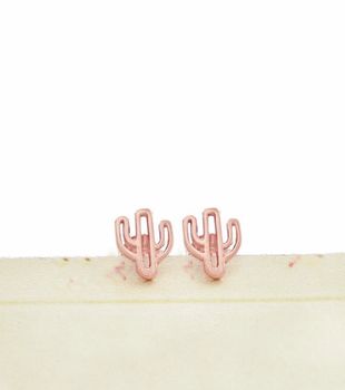 Rose Gold Vermeil Cactus Stud Earrings, 2 of 3