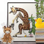 Giraffe Sitting On The Toilet, Funny Bathroom Art, thumbnail 1 of 7