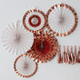 Rose Gold Foiled Party Fan Decorations Five Pack, thumbnail 1 of 3