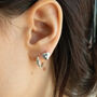 Sterling Silver Starburst Cz Heart Huggie Hoop Earrings, thumbnail 3 of 6