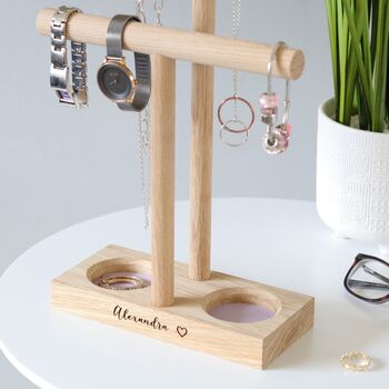 Personalised Light Oak Jewellery Stand Various Sizes, 7 of 12
