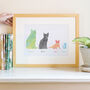 Family Cats Watercolour Personalised Print, thumbnail 2 of 6