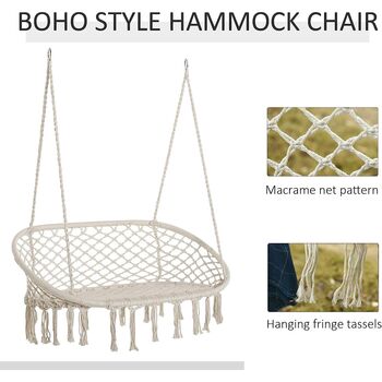 Hanging Hammock Chair Rope Porch Swing Macrame Seat, 3 of 9