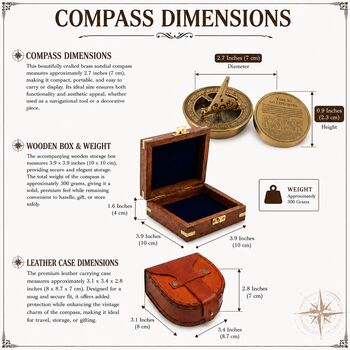 Personalised Signature Sundial Compass With Wooden Box, 10 of 12