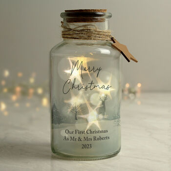 Personalised Merry Christmas LED Glass Jar Light, 4 of 6