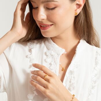 Citrine Five Stone Ring In Sterling Silver And Gold Vermeil, 6 of 11