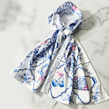 Personalised Blue And White Tile Print Scarf, 4 of 7