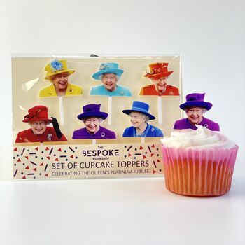 Set Of Six Jubilee Cupcake Toppers Featuring The Queen, 2 of 5