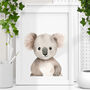 Snuggly Koala Bear Illustrated Childrens Art Print, thumbnail 1 of 4