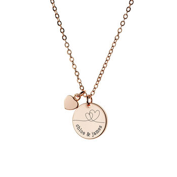 Personalised Dual Hearts Polished Heart + Disc Necklace, 5 of 7