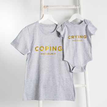 Personalised Coping Crying Mother's Day T Shirt Set, 2 of 2