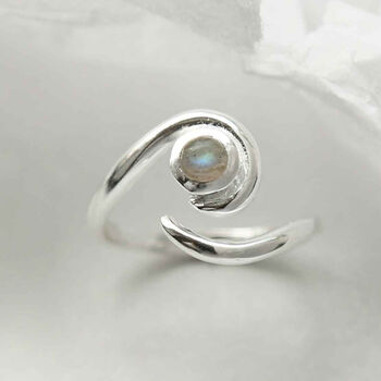 Sterling Silver Gemstone Spiral Adjustable Rings, 7 of 8