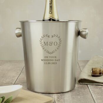 Personalised Botanical Heart Stainless Steel Ice Bucket, 4 of 4