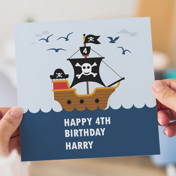 Personalised Pirate Ship Birthday Card For Kids, 3 of 3