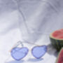 Blue Tint Rimless Colour Tint Heart Sunglasses, thumbnail 2 of 5