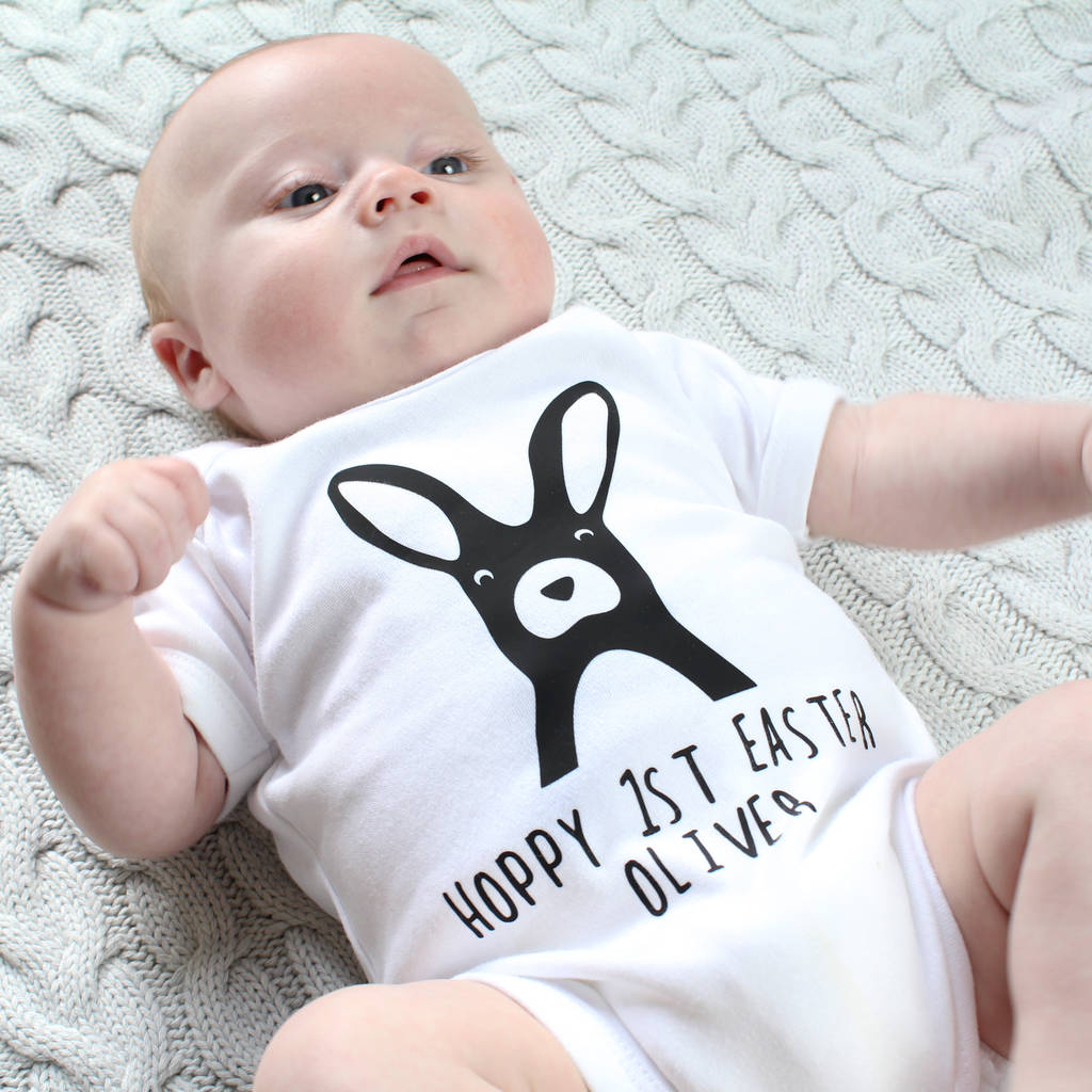 Baby's First Easter, Personalised Bunny Babygrow By Heather Alstead Design